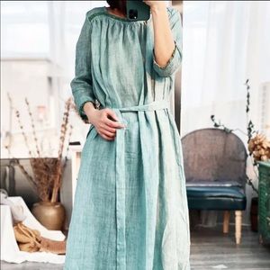 Gathered detail summer dress in sage green